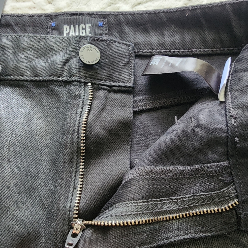 Paige Women's Aideen Mini Skirt Size 24 Black Onyx‎ coating NWT - Picture 9 of 13